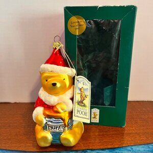 1997 Midwest Winnie The Pooh Santa Hunny Pot Blown Glass Ornament